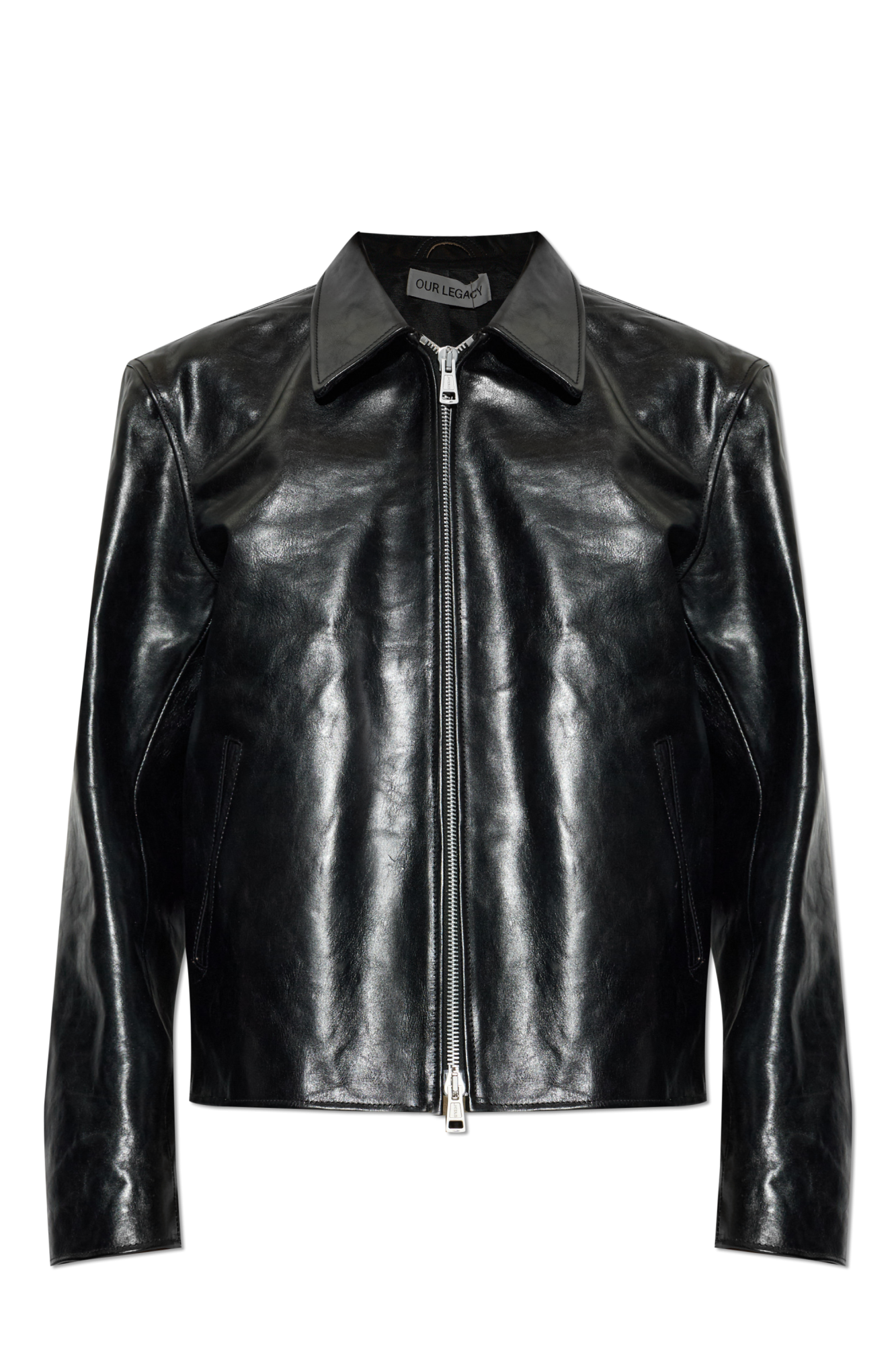 ourlegacy風 leather jacket Our Legacy - Mini Jacket Top Dyed Black Leather